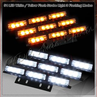 54 x LED Emergency Strobe Lights Lightbars 12V Deck Dash Grille White 