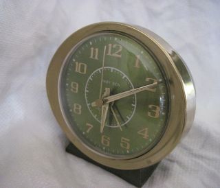 Vintage GREEN Westclox BABY BEN Alarm Clock Wind up w Second Hand Glow 