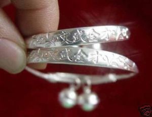 Pair Stunning Tibet Silver Baby Jewelry Bracelets