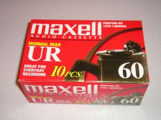 10 MAXELL NORMAL BIAS UR 60 AUDIO CASSETTES   NEW   IEC TYPE I