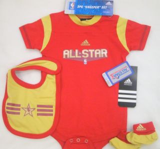 Adidas All Star West Infant 3 Piece Creeper Set Red NBA