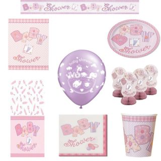 Girls Baby Shower Party Pack Decorations Tableware