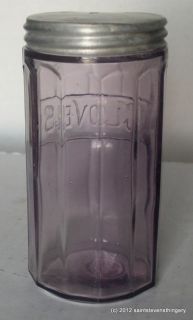 Vintage Sun Purple Hoosier Sellers Glass Cloves Jar Canister Original 
