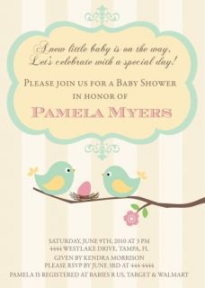 Little Bird Birdies Baby Shower Invitations