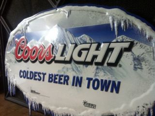 Coors Light Logo Coldest Beer in Town Promotional Tin Bar Sign New USA 