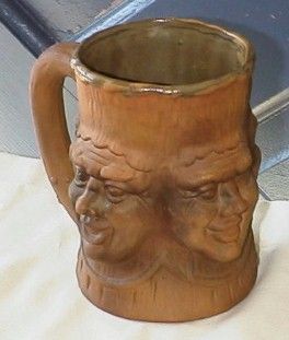 Vintage 1975 Pottery CA 1975 Grumpys 4 Faces w Little Man Inside of 