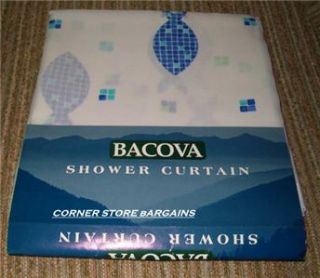 mosaic fish fabric shower curtain bacova new