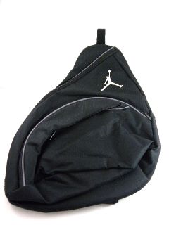 Nike Jordan Jumpman Sling Black Silver Logo Zipper Book Bag Backpack 