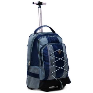 18 Navy Rolling Backpack Wheeled College Bookbag Travel Carry on Used 