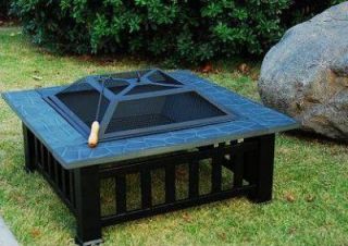 Outsunny Outdoor Square Metal Patio Fire Pit Backyard Fireplace w 