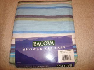 New Fabric Shower Curtain Bacova Striped Blue Green