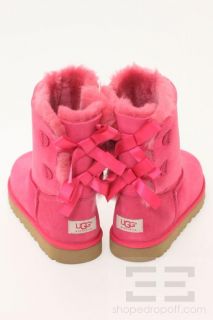 UGG Hot Pink K Bailey Bow Shearling Boots Size 6 New