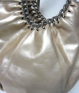 NWT365 Badgley Mischka Annette Pearl Chain Strap Hobo Leather Shoulder 