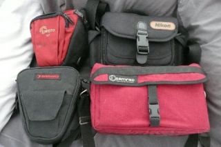 Lot 4 Camera Bags Cases Nikon Tamrac Lowepro 2 Large 2 Hold Lenses 