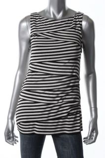Bailey 44 New Black White Striped Tiered Sleeveless Casual Top Shirt L 