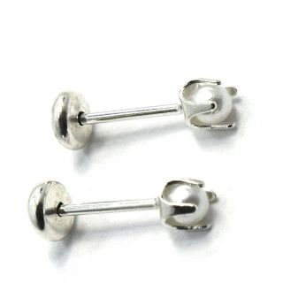 Sterling Silver 925 Baby Toddler Girl Earrings White Pearl 3mm Safety 