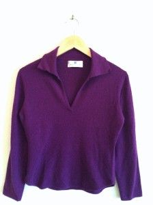 Medium Ballantyne Deep Purple Cashmere V Neck Sweater