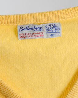 BALLANTYNE Scotland Yellow Men V Neck Sweater 100% Pure Cashmere