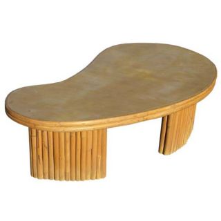 mid century modern bamboo coffee table features kidney shape laminate 