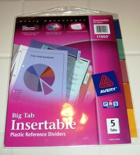 Lot of 2 sets   Avery Dennison 11900 Big Tab Color Plastic Insertable 