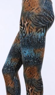 Leopard and Flower Mixed Print Leggings Various Size s M L
