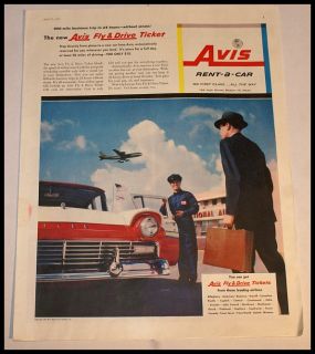 Vintage 1957 Avis Rent Car Sweet Ford Fairlane Airport✔ Free 