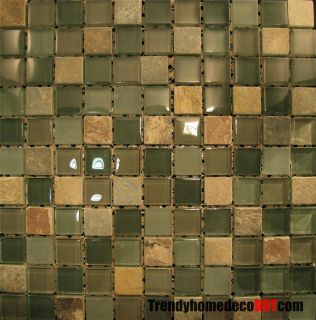   Stone Blend Glass Mosaic Tile Kitchen Backsplash Bath 8mm
