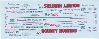 Bob Banning Plymouth Dodge Bounty Hunter Tom Sneden 1 18th Scale Decal 