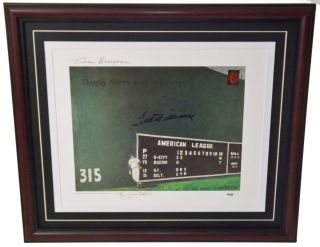   Ted Williams Signed Framed Teddy Ballgame 16x20 Lithograph PSA