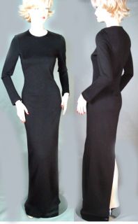 St John Caviar Long Dress Gown Sz 8 Milano Knit Fitted Special Low 