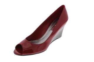 Bandolino New Farfalla Red Patent Peep Toe Wedge Heels Shoes 7 BHFO 