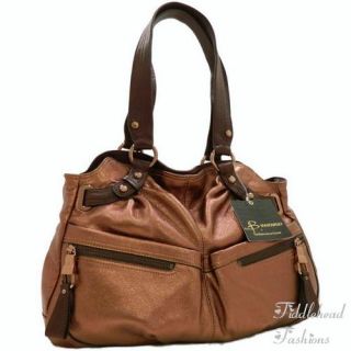 Makowsky Tote Bag Glove Leather Andrea Pocket Satchel Metallic 