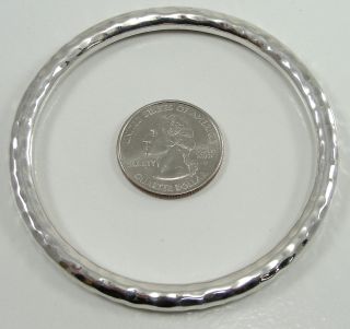   Silver Mexico Hammered Bangle Bracelet Solid Heavy Round Estate 7.75