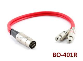   1ft Bang Olufsen DIN 5 Pin Plug to 2 RCA Jacks Ultra Flex Cable