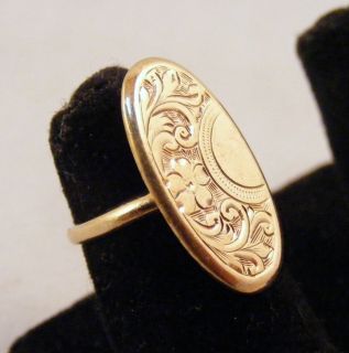Estate Antique 14k Yellow Gold Beautifully Engraved Ring