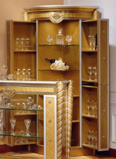Antiqued Gold Silver 2 Door Bar Cabinet