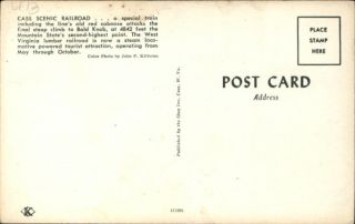 Bald Knob WV Cass Scenic Railroad Postcard