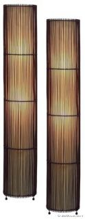 Set of 2 Cylinder Floor Lamps Bamboo Contemporary Pair