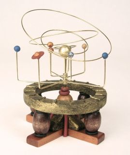 Rustic Sculpted Miniature Orrery with Real Wood 1 12 Scale