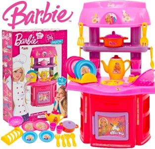 Kitchen Role Play Toy Set Girls Barbie Fun Chef Unit Gift 16 Pcs