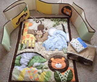 4pc Baby Crib Bedding Set  Adorable Lion, Monkey, Giraffe, Crocodile 