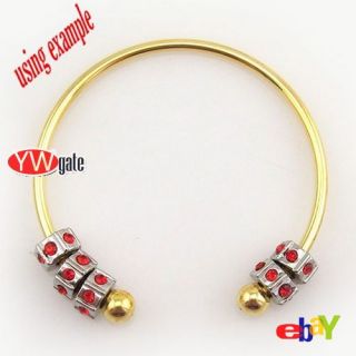 15pcs Copper Gold Tone SP Bangle Bracelet Fit European Charm Beads 7cm 