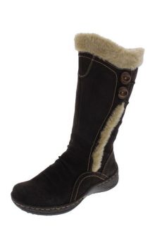 Bare Traps New Elister Brown Suede Ruched Faux Fur Lined Mid Calf 