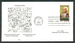 BENJAMIN BANNEKER, THE FIRST BLACK MAN OF SCIENCE FDC, MAP OF 