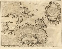 Plan of The Attack of Camaret Bay Brest France Rapins History 1745 