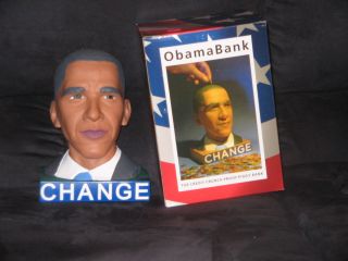 Barak Obama Change Coin Bank With Original Box
