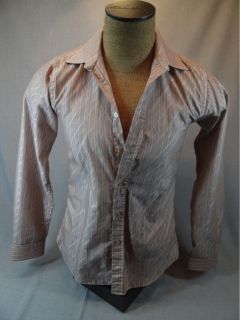  Striped Button Front Shirt, Long Sleeve, Mens Sz M  CHAMS De Baron