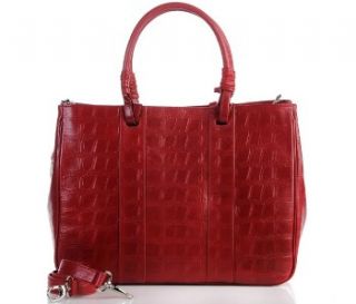 Barr + Barr Croco Embossed Leather Tote ~ Berry Red ~ NWT $229