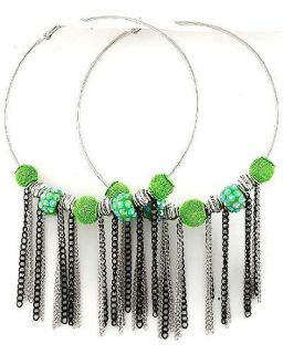 Ex Large Basketball Wives Crystal Mesh Spike Lime Black Dangling chain 