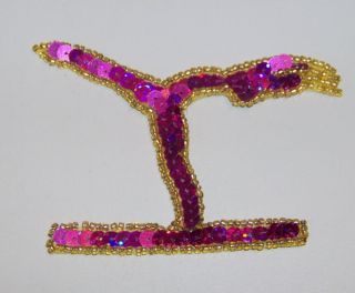 Pink Gymnastic Balance Beam Sequin Bead Applique Patch